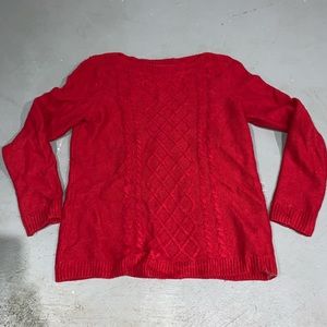 Red cable knit sweater